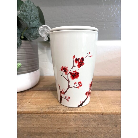 Other - Tea Forte Kati Double Walled Ceramic Cherry Blossom Tea Mug Steeping Cup NWOB